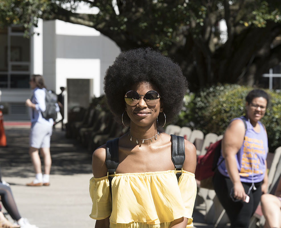 Student wearing sunglasses